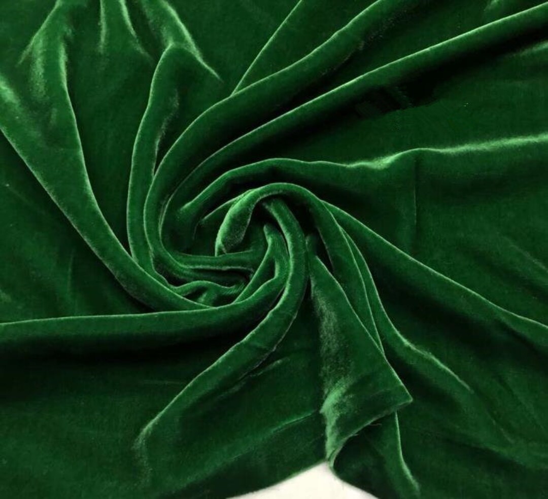 Emerald Green Pure Silk Velvet Fabric, Luxury Silk Velvet Fabric for ...