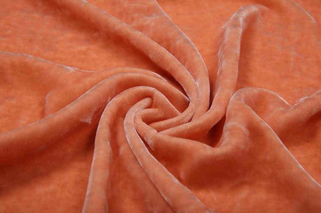 Orange Silk Velvet Fabric, Luxury Silk Velvet Fabric for Skirt, Dress