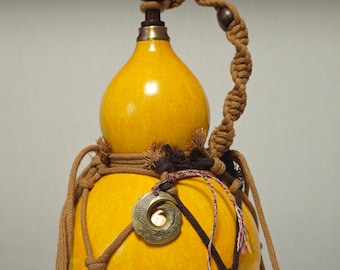Mito Negro Wukong, Calabaza hecha a mano como botella para contener agua, café o té, calabaza de vino, cultura tradicional china de la calabaza, calabazas naturales