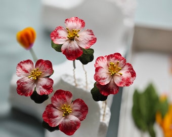 Ancient Chinese Ronghua Hair Pins, Tranditional Style Velvet Flowers, Handmade Flowers, Made of Pure Mulberry Silk Threads