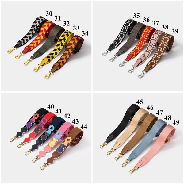 Crossbody canvas straps, 1.5"/3.8cm sangle cavale bag straps, guitar strap, 70 colors, customized shoulder leather straps, knitted strap