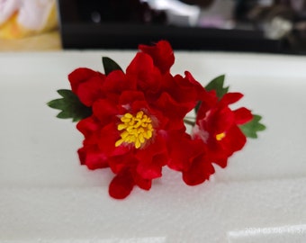 Ancient Chinese Ronghua Hair Pins, Tranditional Style Velvet Flowers, Handmade Flowers, Made of Pure Mulberry Silk Threads