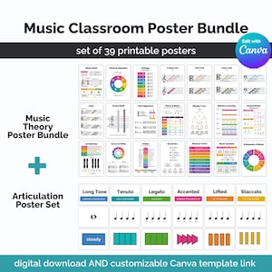 Musikklassenzimmer Poster Set / MusikTheorie Poster zum ausdrucken / Digitaler Download / Musik / Band / Chor / Orchester Dekor