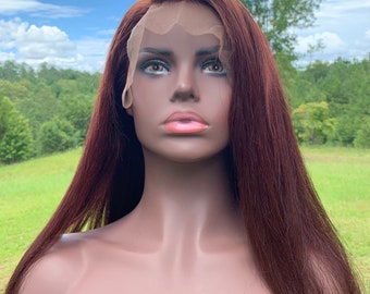 Cowboy copper, dark auburn red lace front wig, copper wig, custom color wig, cherry red, cherry cola, human hair