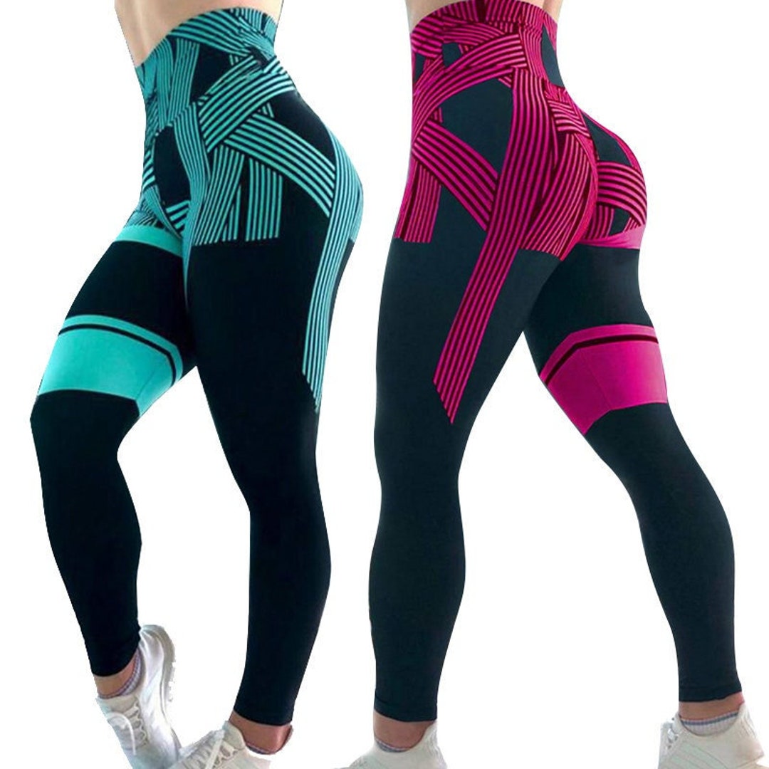 Geometric Striped Leggings in Beautiful Bright Colors, Workout Pants,  Tights, Athletic Clothes -  Canada