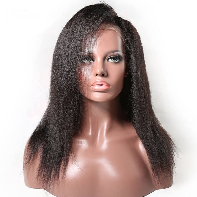 Kinky Straight Lace Front Wig, Natural Black Wig, Luxury Wig, Wig for Alopecia, Hair Loss, or