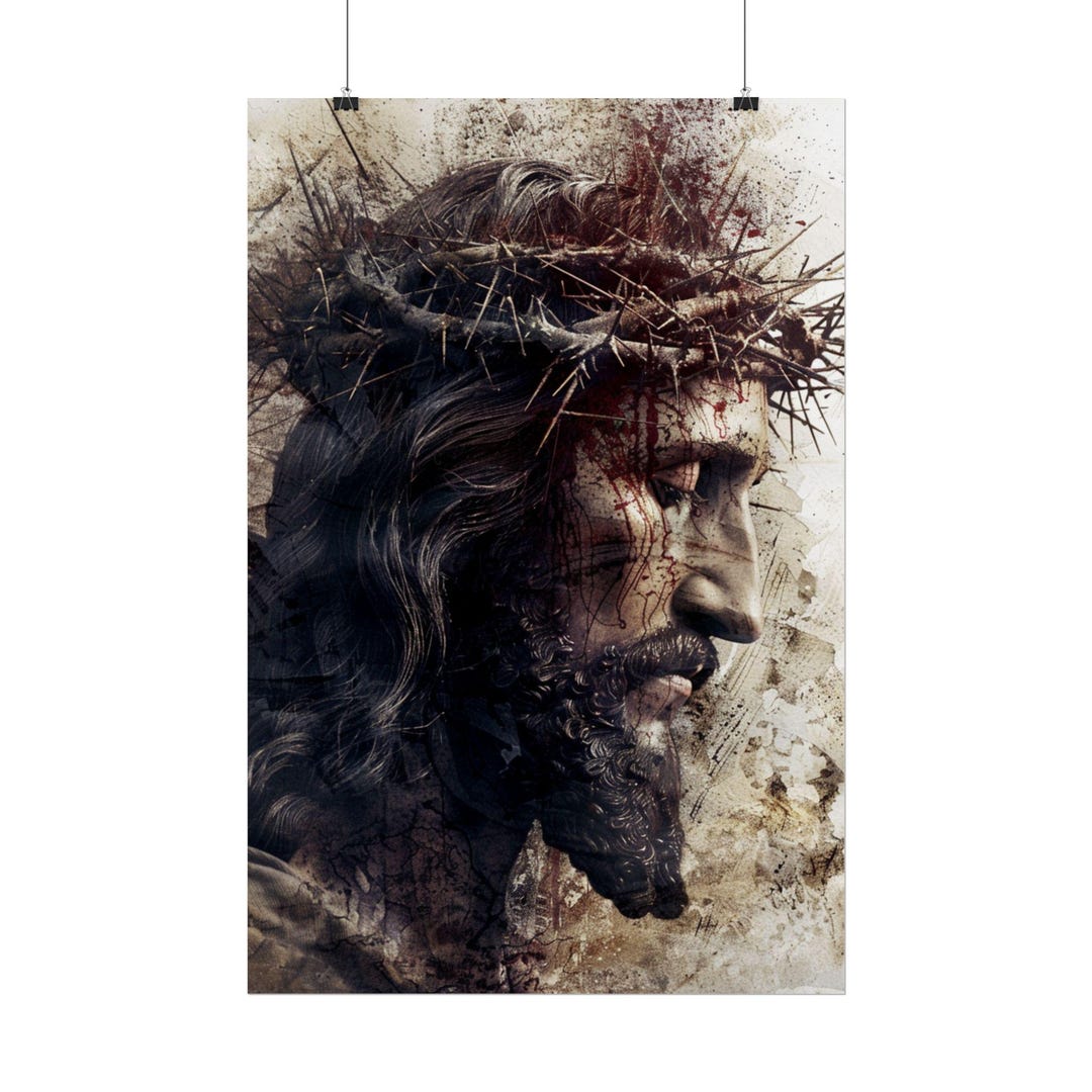 Jesus Poster | Crown of Thorns Modern Art | Dark Grunge Christ Print ...