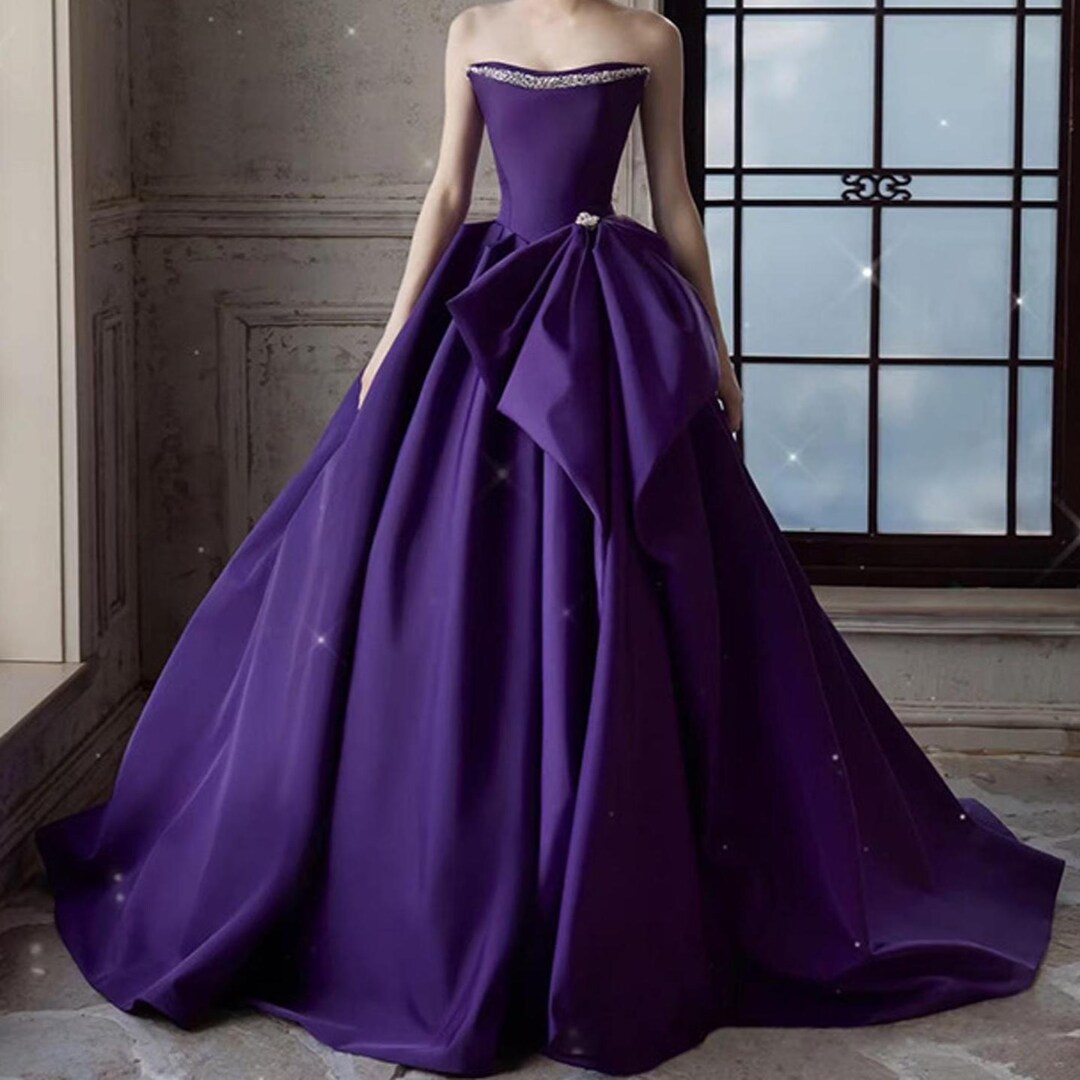 Purple Prom Dresses, Keyhole Prom Dresses, Satin Evening Dresses Y4285 main image 1