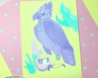 Tribal Harpy Eagle with Orb Giclée Fine Art Print (5x7")