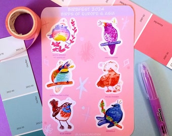 Birds of Europe/Asia Matte Planner Sticker Sheet