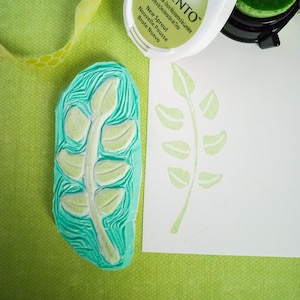 Leaf Branch Unmounted Hand Carved Rubber Stamp, Botanical Stamps, Flower Stamps, Flora Stamp, Plant Stamp, Plant Lover Gifts,