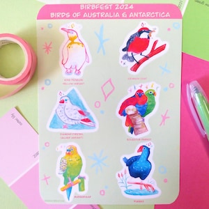 Vögel Australiens Matte Sticker Bogen/Birdwatcher Geschenke/Birbfest 2024