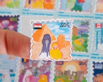 Traveling Parrotlet and Budgie Selfie Stamp Sticker Sheet