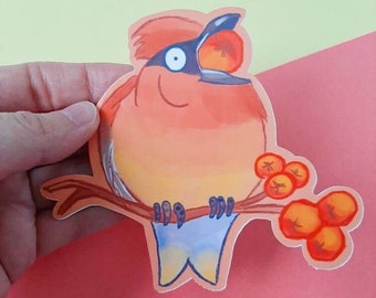 Cedar Waxwing Bird Waterproof Vinyl Sticker