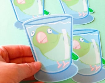 Parrotlet Looking in Glass/Waterproof Vinyl Sticker