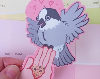 Gray Jay Bird Peek a Boo Waterproof Vinyl Sticker,Animal Stickers, Laptop Stickers, Waterbottle Stickers, Notebook Stickers, Birb Decal