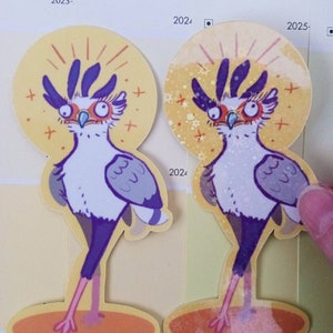 Secretary Bird of Prey Waterproof Vinyl Sticker/Funny Birb Meme Decal/Ornithologist Birding Gift