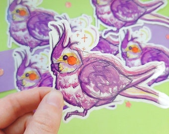 Purple Cockatiel Waterproof Vinyl Sticker