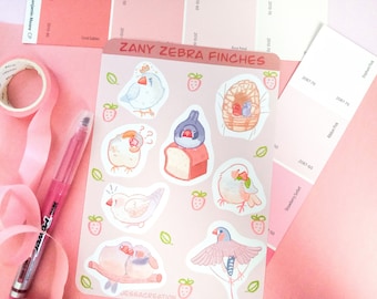 Zany Zebra Finch Matte Vinyl Sticker Sheet