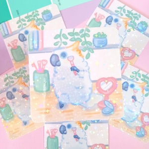Cute Blue Eyed Cockatoo Bird Holographic Waterproof Sticker/Australian Birds/Ornithology Decals