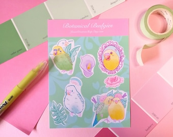 Botanical Budgies Vinyl Planner Sticker Sheet