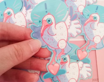 White Ibis on Heart Waterproof Vinyl Bird Sticker