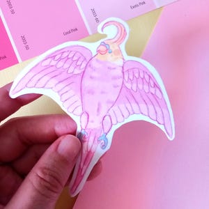 Pastel Pink Cockatiel Parrot Waterproof Vinyl Sticker/Cute Aussie Bird Decals/Exotic Pet Owner/Whimsical Animal Gift