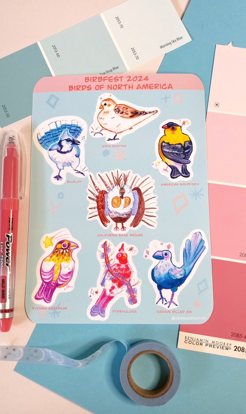 Birbfest 2024 North American Backyard Birds Planner Sticker Sheet/vinyl