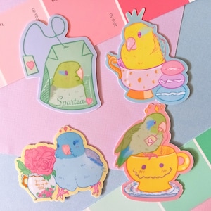 Spar-tea Party Pacific Parrotlet Vinyl Waterproof Bird Stickers