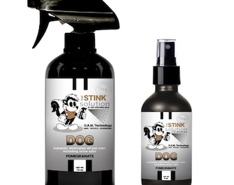 The Stink Solution Twin Pack 16 oz and 4 oz Bundle Dog Odor Eliminating Spray in Pomegranate Fragrance