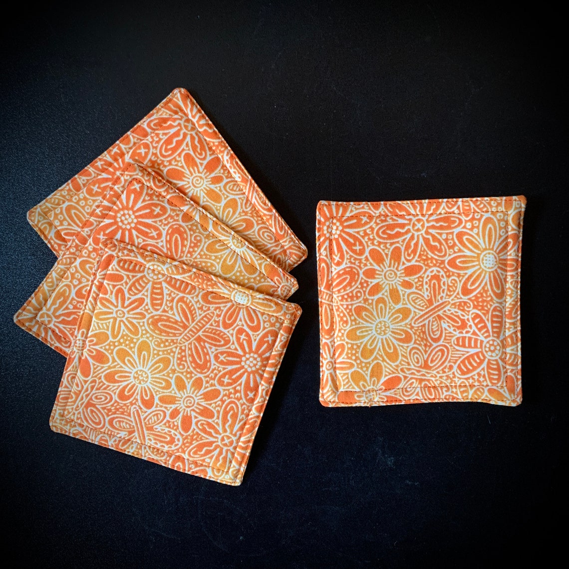 Large cloth napkins and matching drink coasters set of 4 Etsy