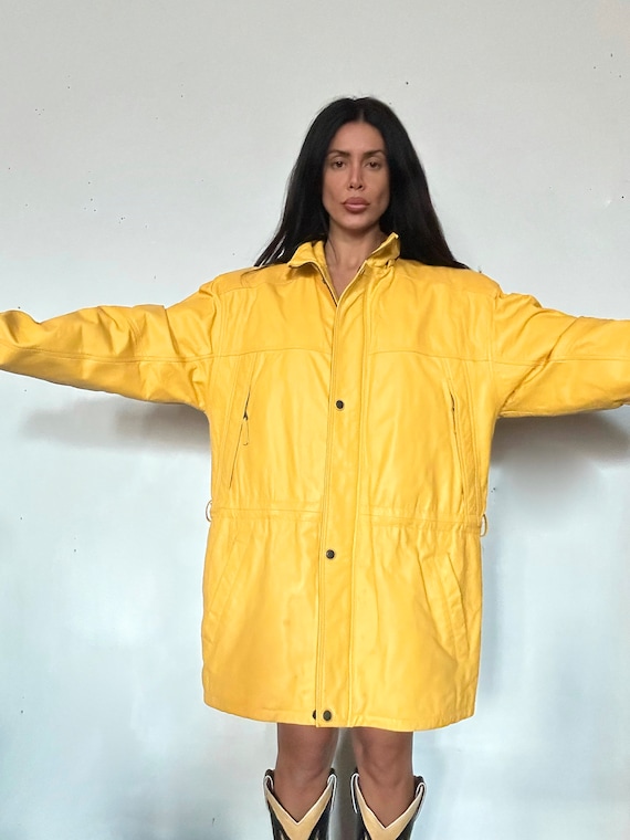 Vintage 1980s/90s Yellow Leather Jacket