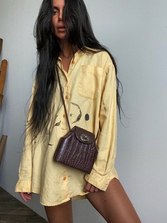 Vintage Vegan Embossed Croc Box Bag