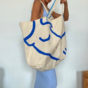 Up Cycled Hand Painted Extra Large Tote image 3
