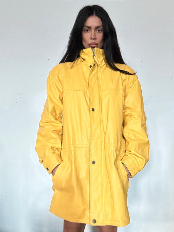 Bernardo Vintage Yellow Leather Jacket Y2k Coats & jackets