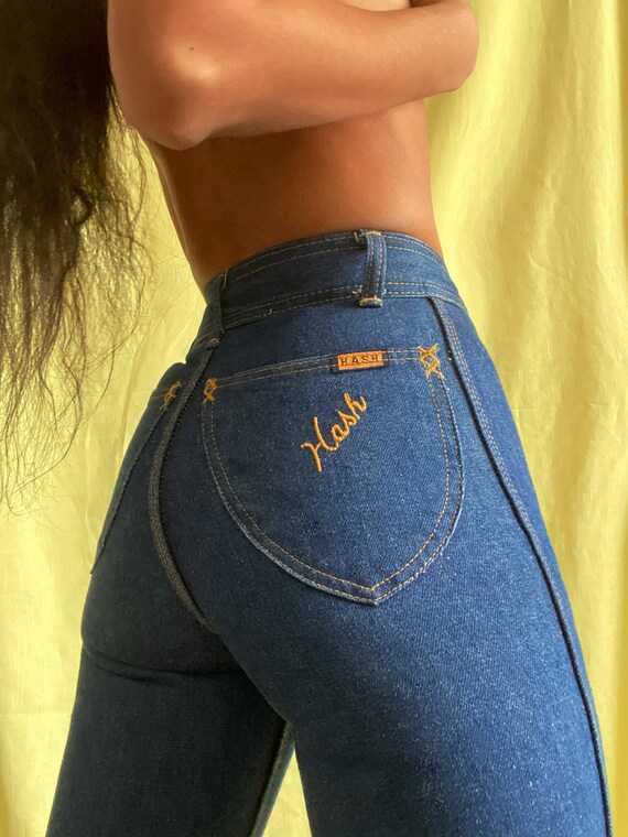 Deadstock Vintage 1970s H.A.S.H Dark Blue Jeans Fl