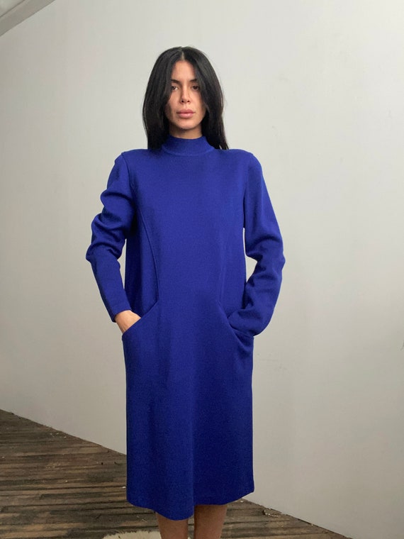Vintage Cobalt Blue Knit Dress
