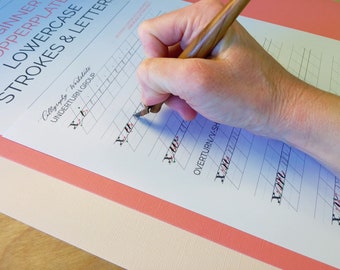 Lowercase Copperplate Calligraphy Worksheets - Calligraphy Practice Sheets - Traditional Calligraphy Worksheets - Pointed Pen Worksheets