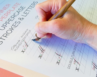 Uppercase Copperplate Calligraphy Worksheets - Calligraphy Practice Sheets - Traditional Calligraphy Worksheets - Pointed Pen Worksheets