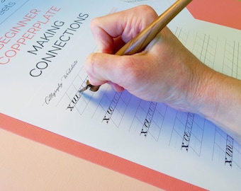 Connections Copperplate Calligraphy Worksheets - Calligraphy Practice Sheets - Traditional Calligraphy Worksheets - Pointed Pen Worksheets