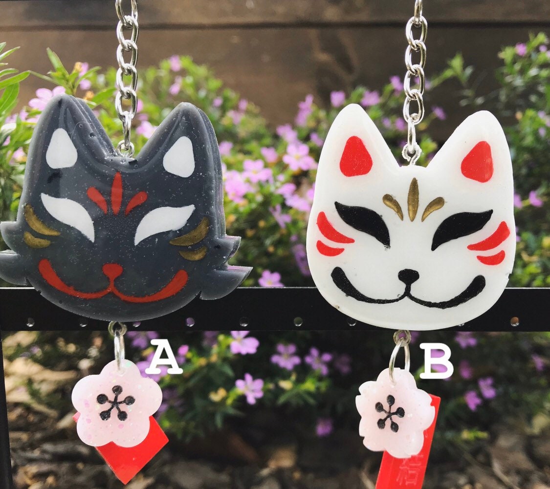 Kitsune Keychain Bag Charm Etsy