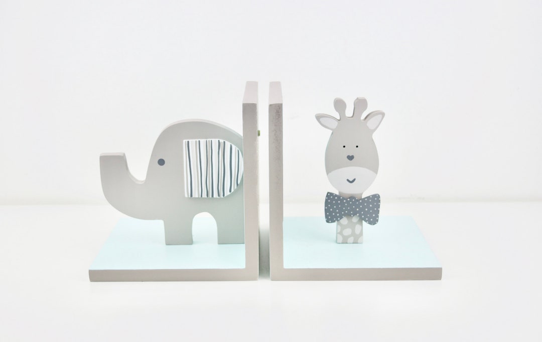 Safari Bookends Bookends for Kids Giraffe Bookends Elephant Etsy