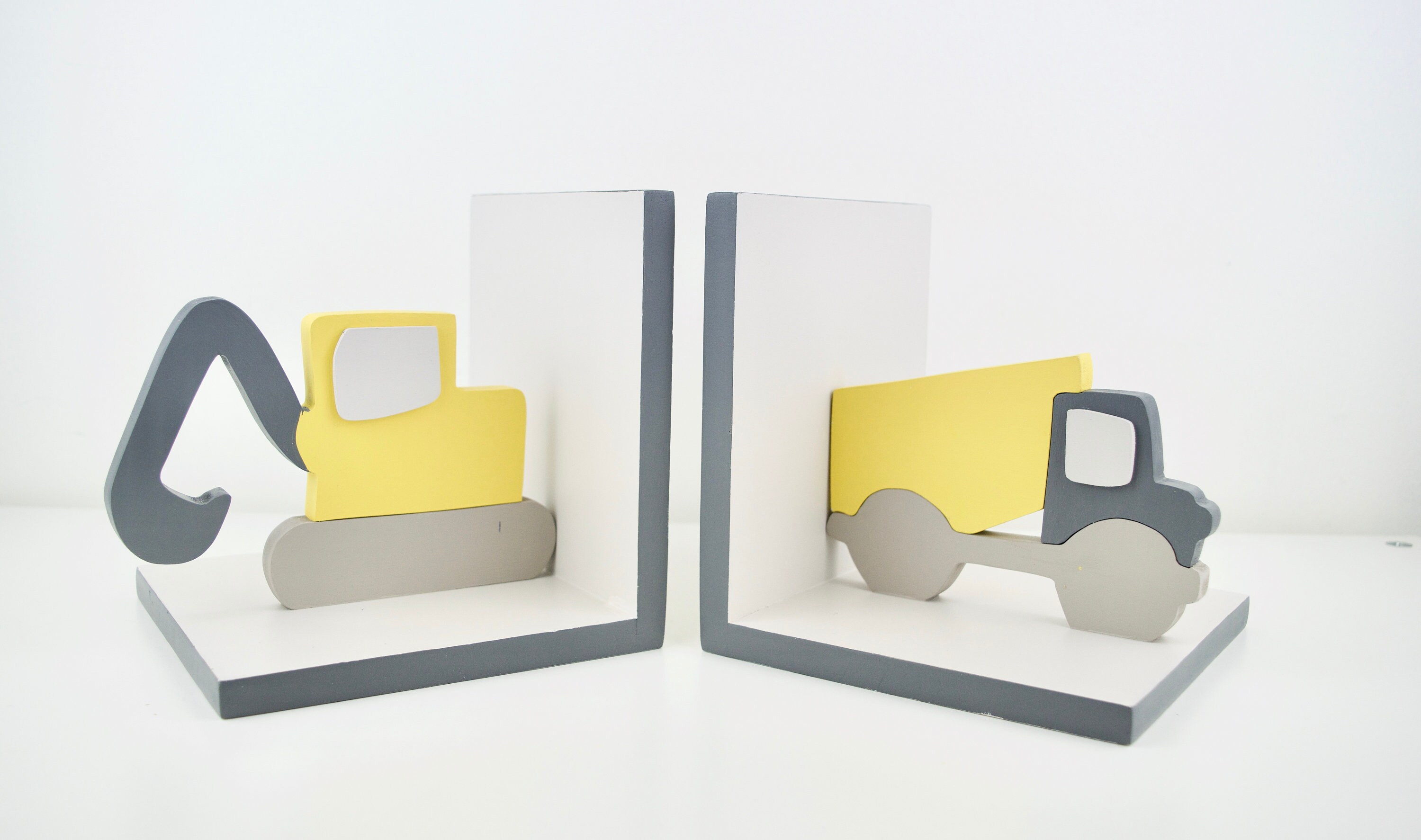 Children Bookends truck bookend backhoe wooden toy boys Etsy