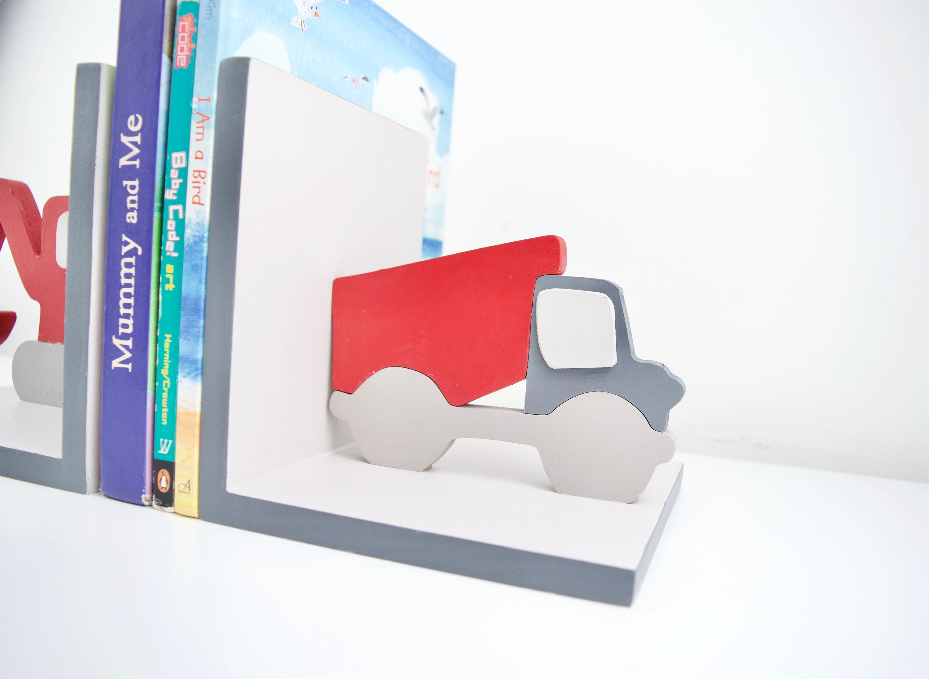 Children Bookends truck bookend backhoe wooden toy boys Etsy
