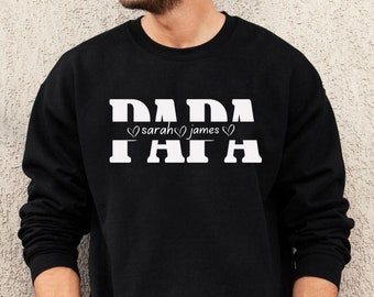 Benutzerdefinierte Papa Sweatshirt, Papa Shirt mit Kindernamen, Vatertagsgeschenk Hoodie, neues Papa Shirt, neues Papa Geschenk, Papa Shirt, benutzerdefinierte Kindernamen