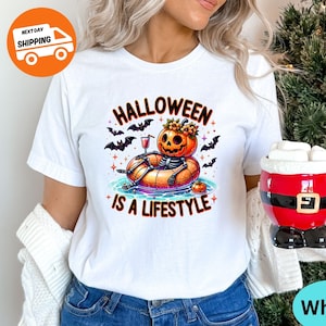 Halloween Is A Lifestyle Shirt, Funny Halloween Shirt, Skeleton Halloween Shirt, Spooky Shirt, Halloween Bats Shirt, Funny Skeleton Shirt