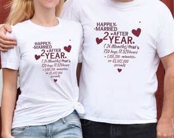 2 Years th Wedding Anniversary Shirt, Anniversary Gift For Couple, 2 th Anniversary Gift, 2Years Shirt, husband and wife , 2 th Married tee