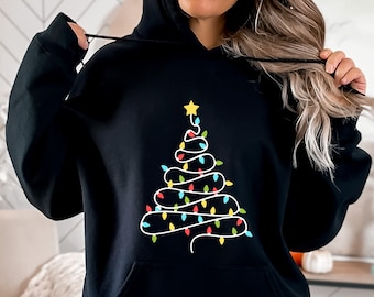 Christmas Tree Lights Sweatshirt ,Merry Christmas Lights Hoodie, Christmas Lights Sweatshirt, Christmas Tree Tee, Cute Christmas Sweatshirt