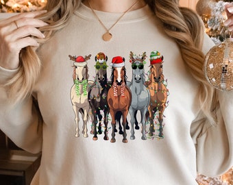 Christmas Horses Sweatshirt, Funny Holiday Tee, Horse Lover Gift
