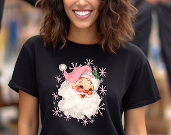 Vintage Pink Santa Shirt, Classic Christmas Gift